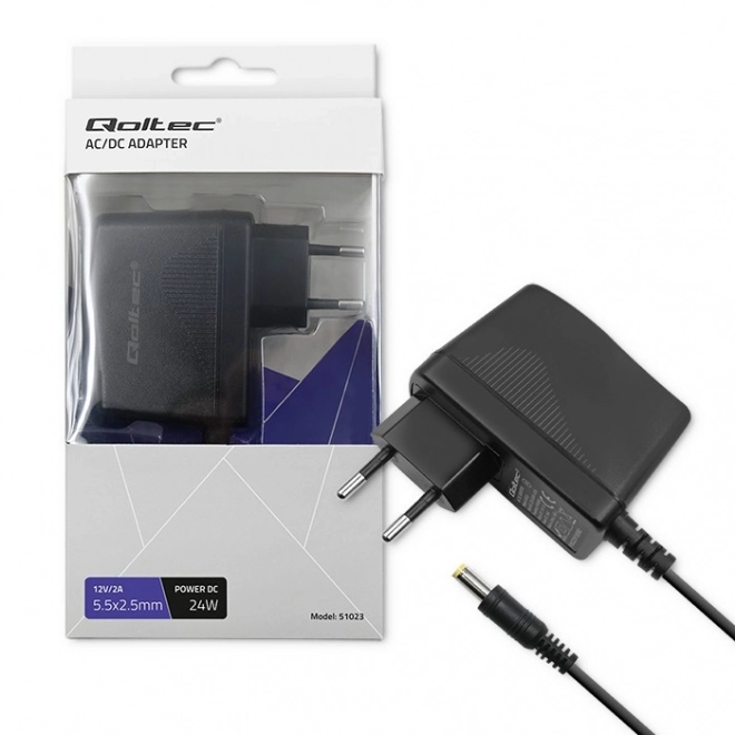 Stikspændingsadapter Qoltec 24W 12V 2A 5.5x2.5
