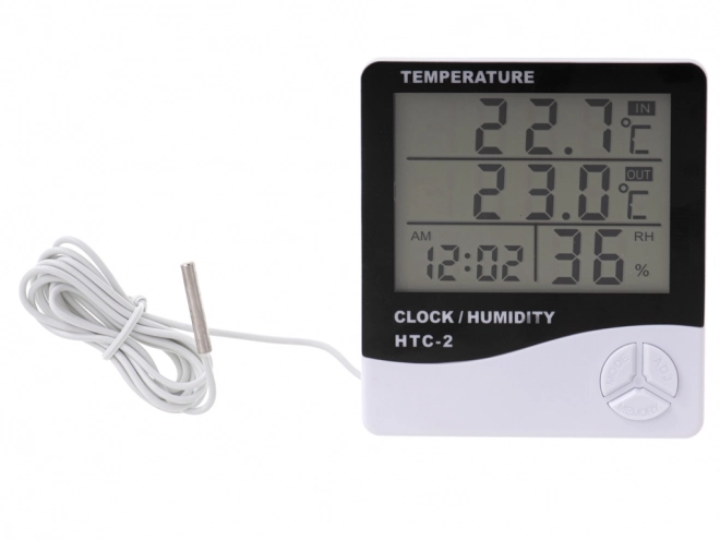 5-i-1 termometer, hygrometer og ur HTC
