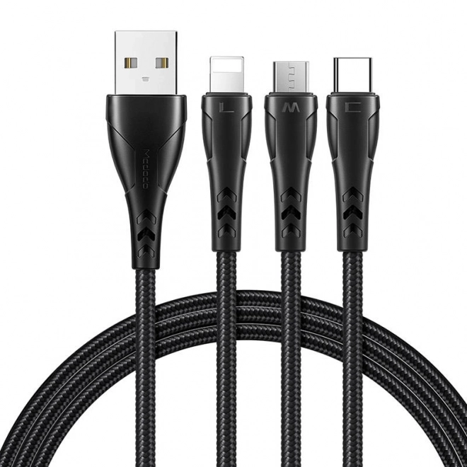 Kabel 3 i 1 USB til USB-C / Lightning / Micro USB, Mcdodo CA-6960, 1,2 m (sort)