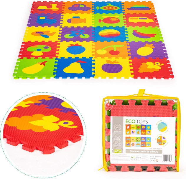 Skummåtte puslespil i EVA, 20 dele, 148 × 119 cm ECOTOYS