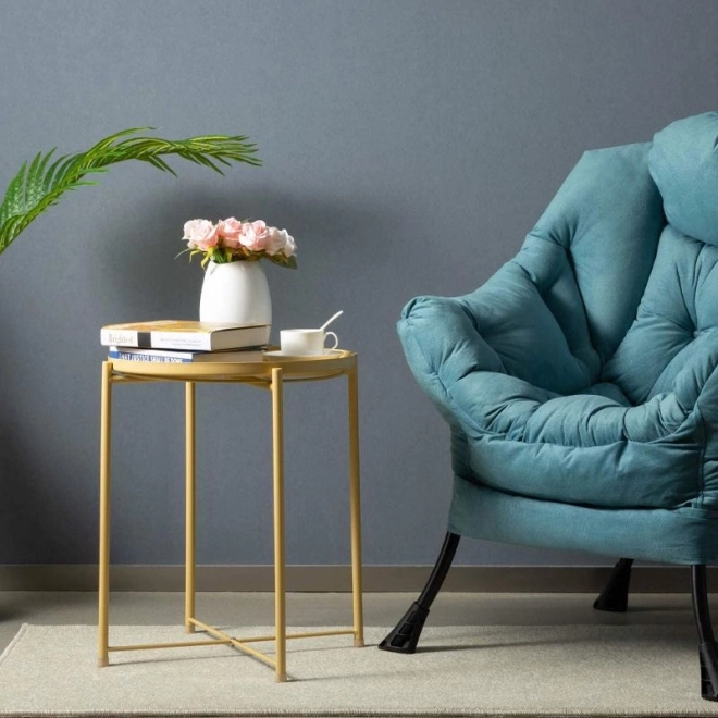 Rundt metalbord i loftstil - gul