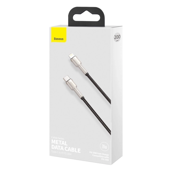 Baseus USB-C til Lightning kabel Cafule 20W, 2m sort