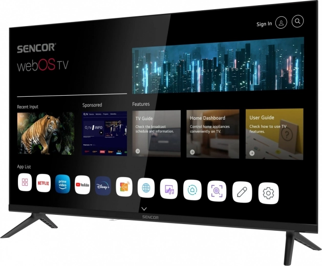 Smart webOS‑miljø med populære apps