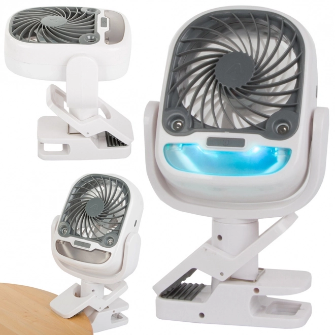 USB bordventilator med RGB-belysning og luftfugter 2i1