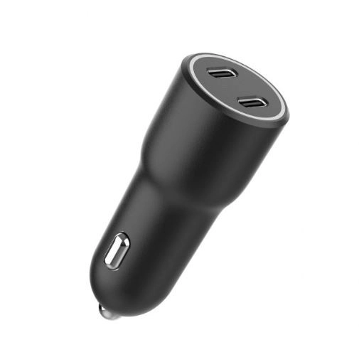 Biloplader med 2x USB-C PD 40W sort