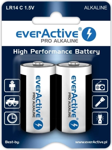 Alkaliske batterier C (LR14) everActive, blister 2 stk.