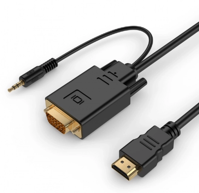 HDMI til VGA mini-jack konverter 1,8 m sort