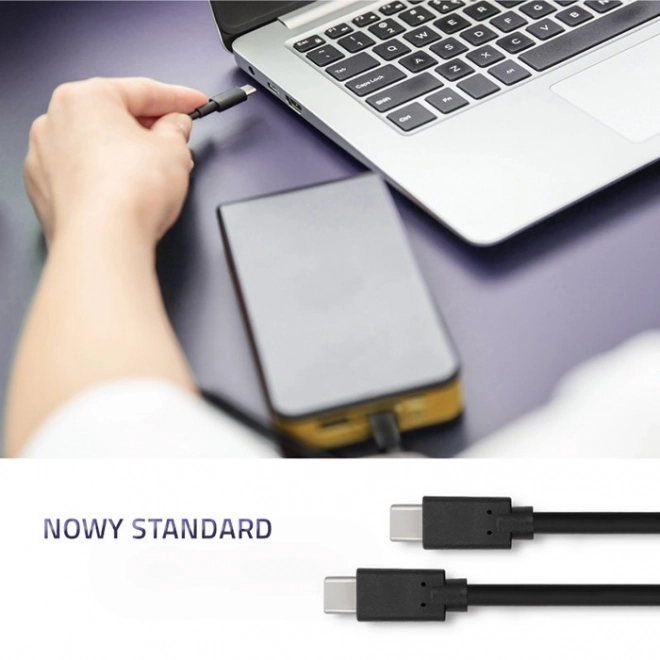 USB-C til USB-C kabel til dataoverførsel og opladning, 3m, sort