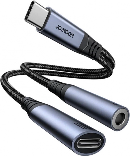 Audioadapter 2 i 1 Type-C til 3,5 mm og Type-C sort