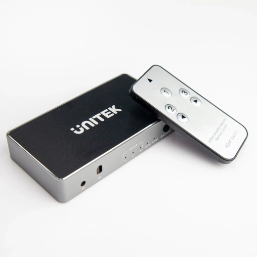 HDMI-switch 3× indgang til 1× udgang med 4K-understøttelse og fjernbetjening