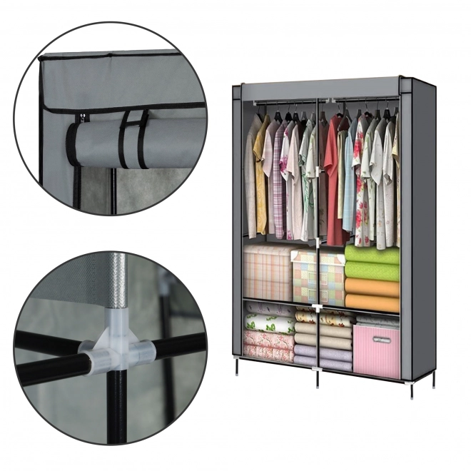 Tekstil-garderobe - stor tekstil-garderobe med hylder til tøj og sko