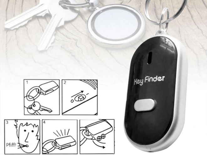 Nøglerfinder med fløjtelyd og LED-lys