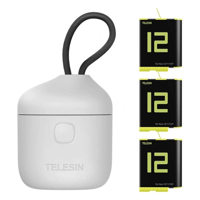 Telesin oplader Allin Box til tre batterier + 3 batterier til GoPro Hero 12/11/10/9 (gul)