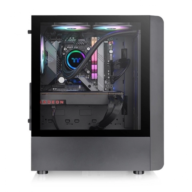 Computerskab S200 med hærdet glas og RGB-belysning