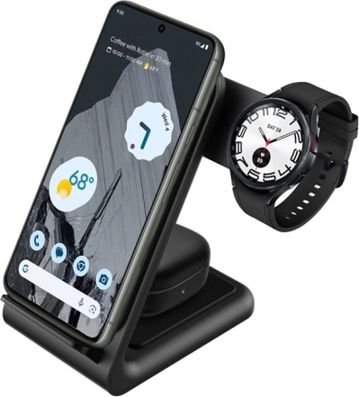 Trådløs 3-i-1 oplader til iPhone, Samsung og Android, Galaxy Watch og TWS-øretelefoner