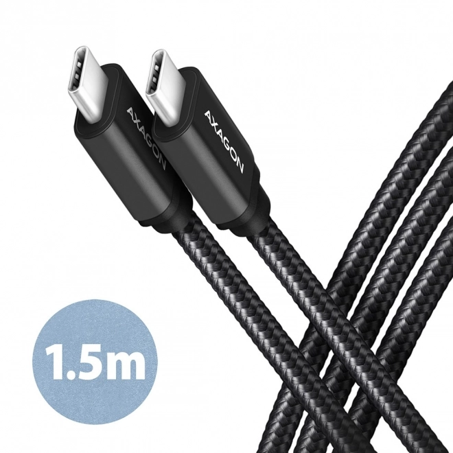 USB-C til USB-C kabel 1,5m PD 60W 3A sort fletning