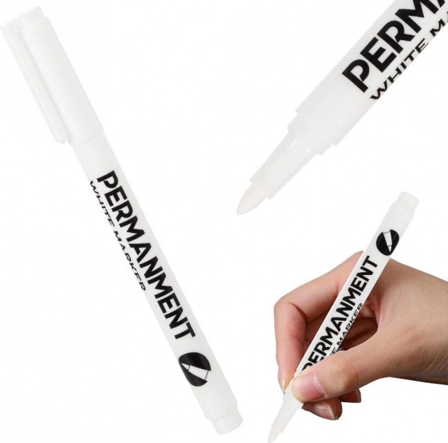 Permanent hvid marker til dæk, glas og stål – vandafvisende, hurtigtørrende, 1 mm