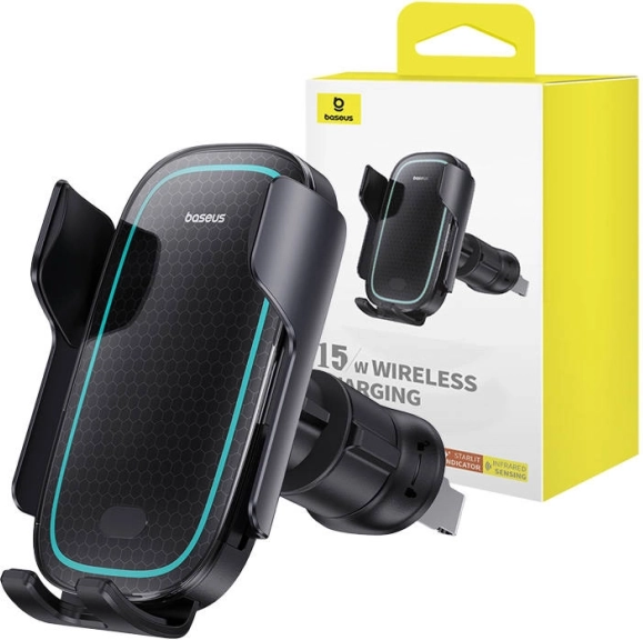 Trådløs bilholder med hurtigopladning 15W Baseus MilkyWay Pro sort