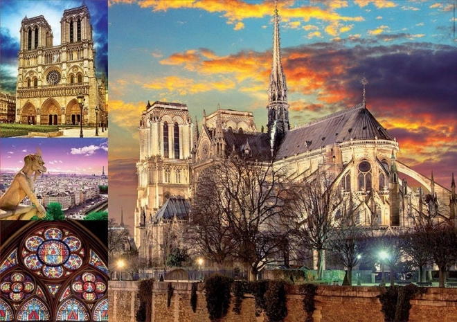 Puslespil Notre Dame kollage 1000 brikker