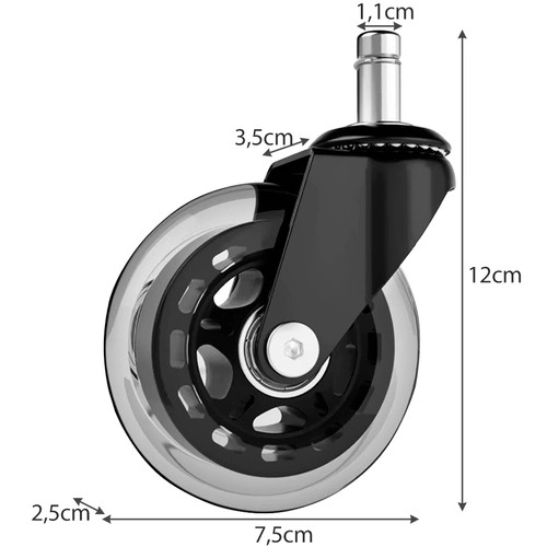 Kontorhjul 5 stk Malatec