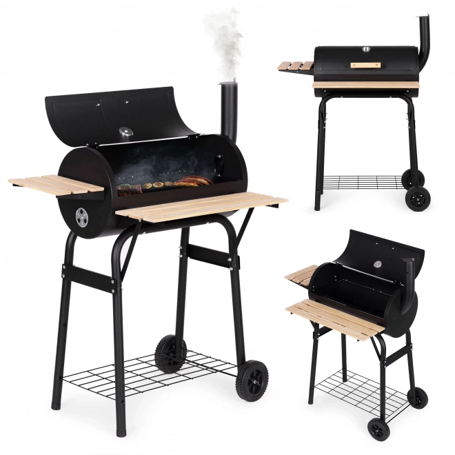 Stor havegrill med termometer og skorsten