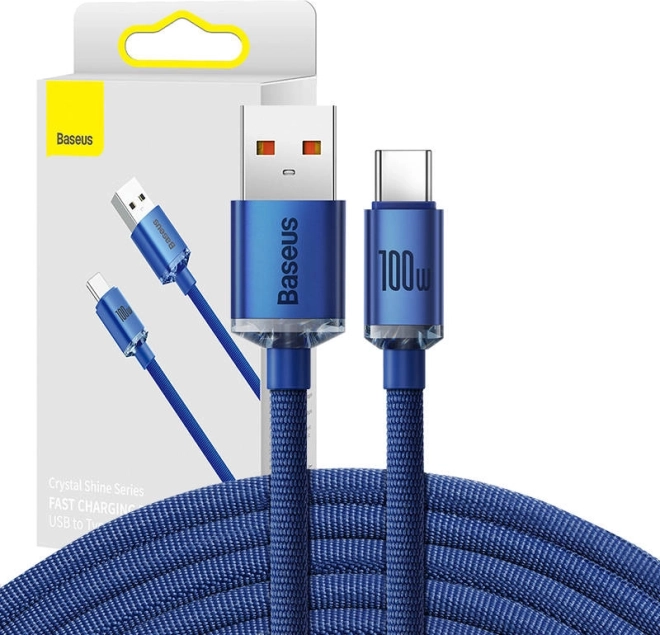 Baseus Crystal Shine kabel USB-A til USB-C 100 W 2 m blå