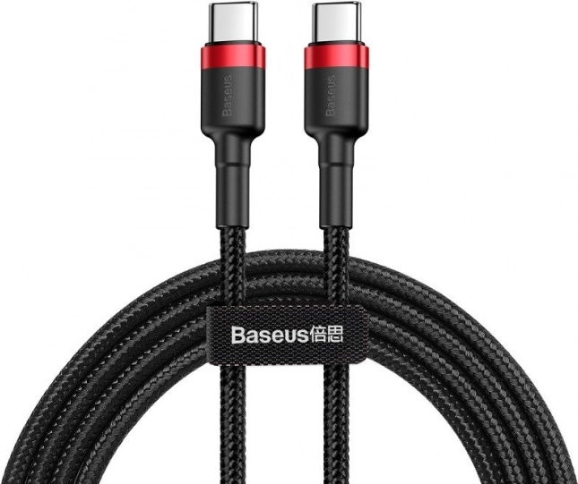 USB‑C-kabel Baseus Cafule 60 W, PD 2.0 / QC 3.0, 2 m, sort‑rød