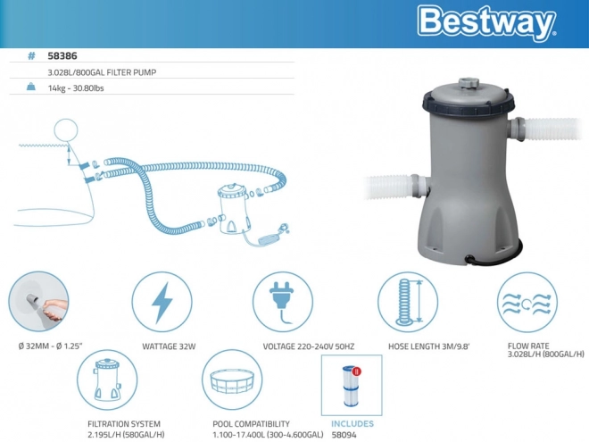 Filterpumpe til svømmebassiner Bestway 3028 l/h