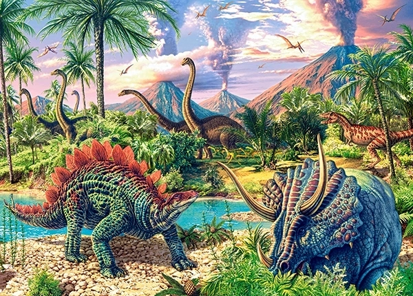 Puslespil 120 brikker Dinosaur Volcanos