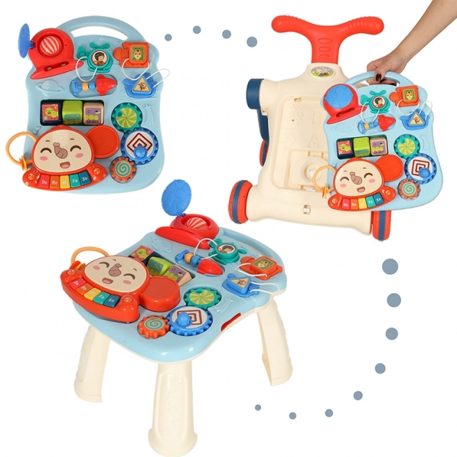 Multifunktionelt baby walker og interaktivt bord 5i1