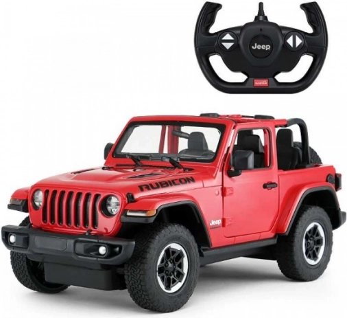 Jeep Wrangler Rubicon 1:14 radiostyret model Rastar 2,4 GHz – rød