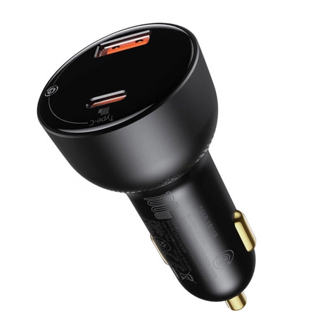 Hurtigoplader til bil Baseus USB og USB-C 100W sort