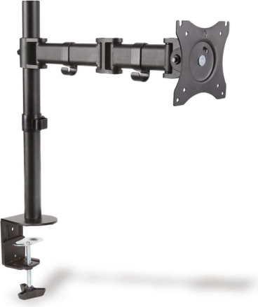 Skrivebordsbeslag til monitor med arm og klemme, 1x op til 27", 8 kg, drejelig og vippbar 360° (pivot)