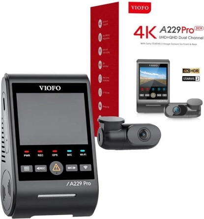 VIOFO A229 Pro Dashcam med 4K + 2K Dobbeltoptagelse og GPS