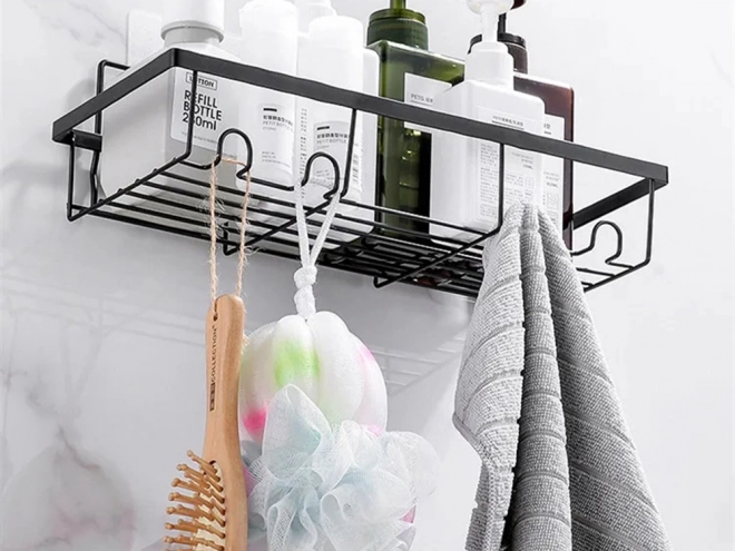 Loft badeværelseshylde med kroge
