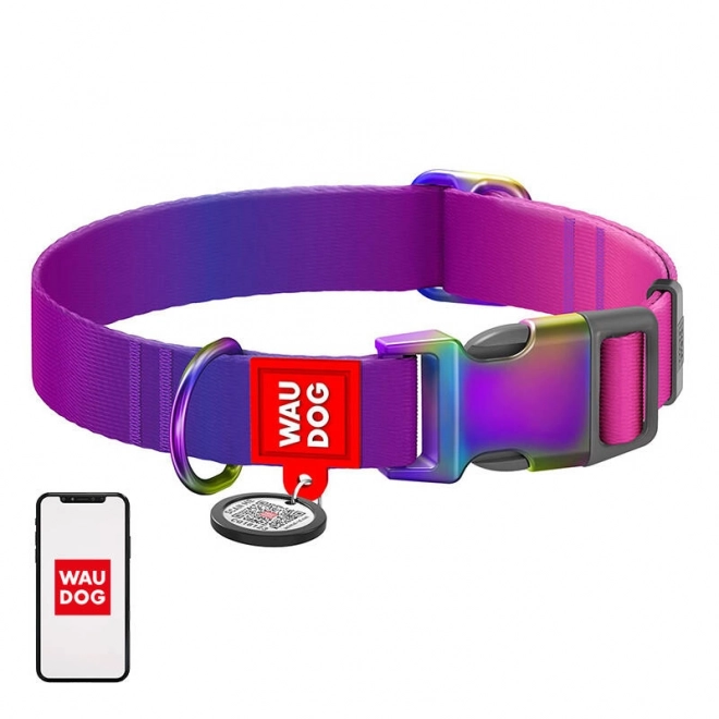 Nylonhalsbånd til hunde med QR-kode WAUDOG, 15 mm, 25–35 cm, lilla