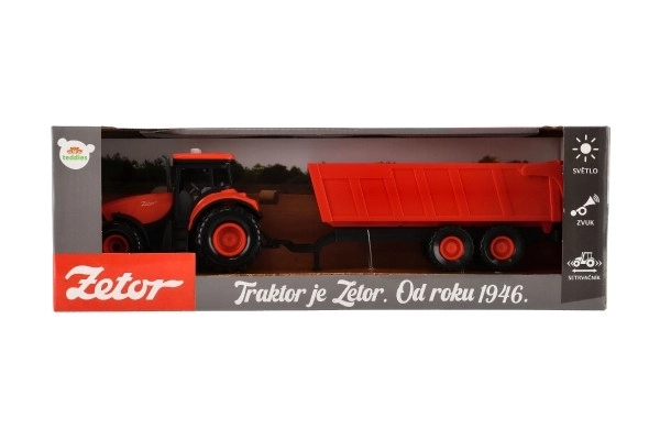 Rød traktor Zetor med trailer og lyd- og lyseffekter - 36 cm