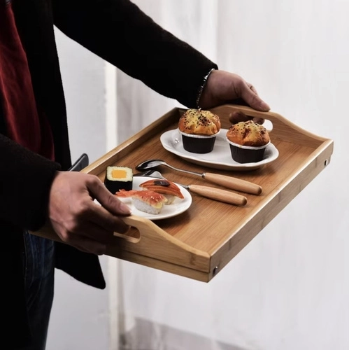 Foldbart bambusbord til sengen med laptopfunktion