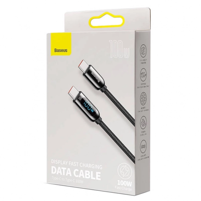 USB-C til USB-C Display Baseus Kabel, 100 W, 2 m (sort)