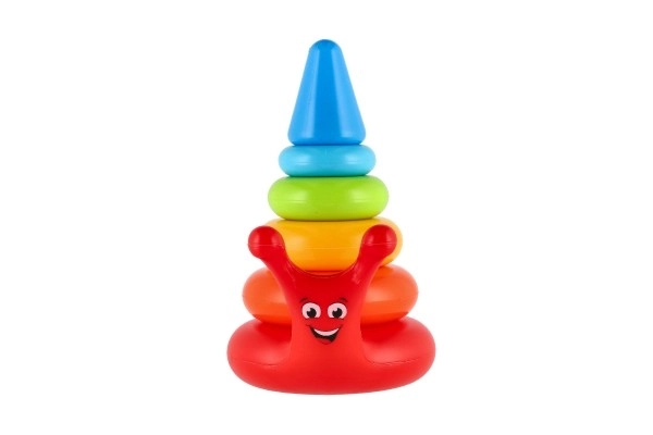 Byggelegetøj pyramide ringe snegl plast 6stk i net 18x20x12cm 12m+