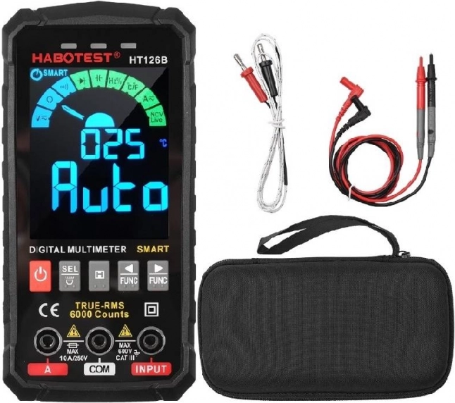 Digitalt multimeter HABOTEST med true‑RMS, smart detektion og 6000 counts