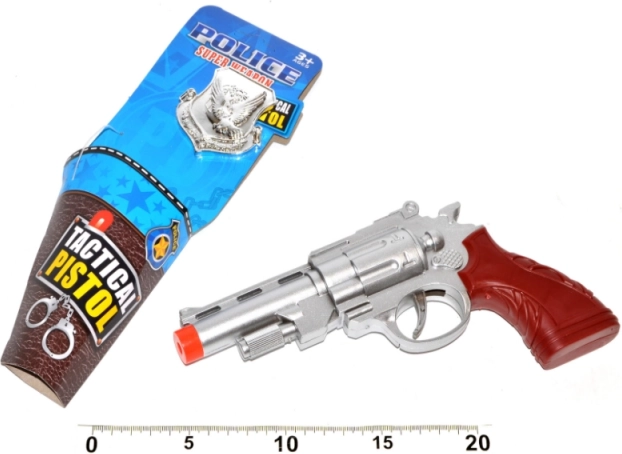 Politipistol med badge 22 cm – legetøj til børn