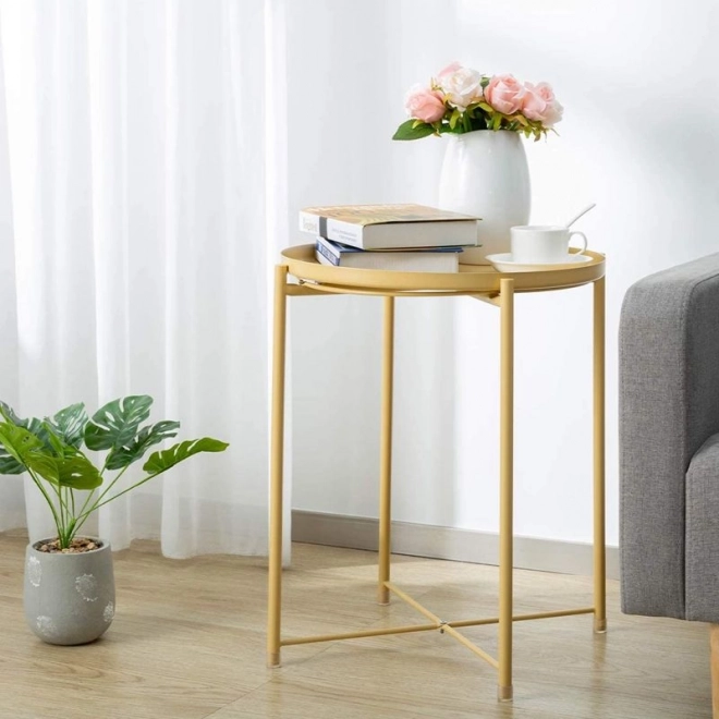 Rundt metalbord i loftstil - gul