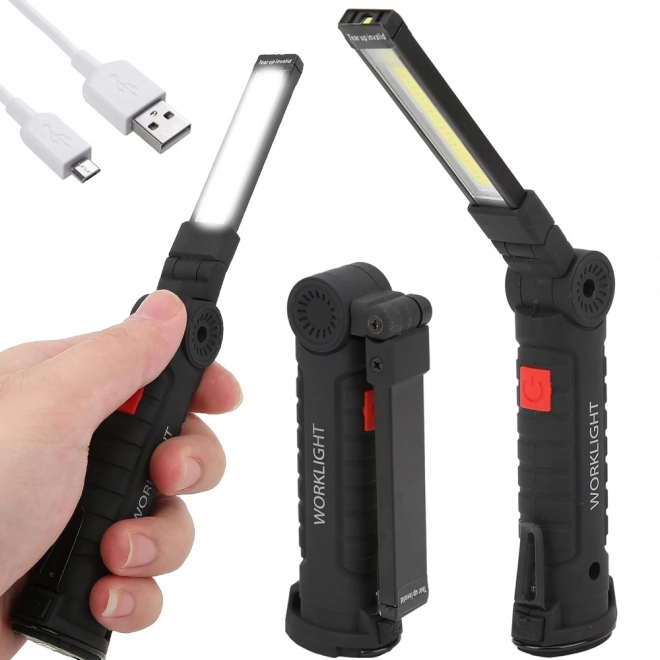 Magnetisk værkstedslampe Magnese med USB foldbar håndtag 5i1