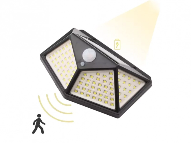 Solcellelampe med bevægelsessensor og 100 LED