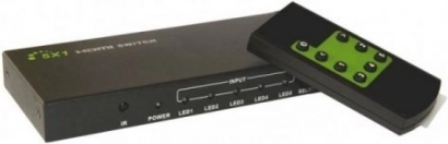 HDMI-switch 5/1 med fjernbetjening, 4K2K 3D, sort