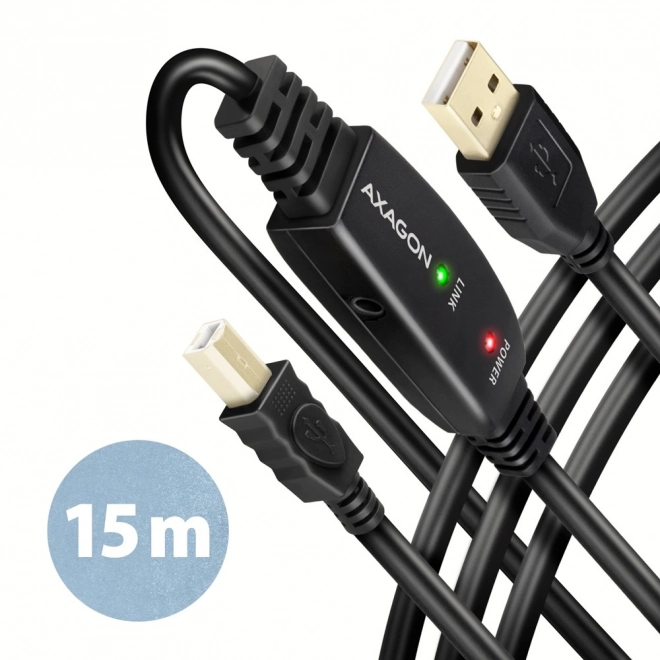 ADR-215B USB 2.0 A-M -> B-M aktivt forbindelseskabel/forstærker 15 m