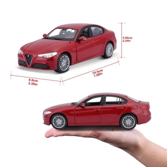 Bburago 1:24 Alfa Romeo Giulia (2016) Metallic rød 18-21080