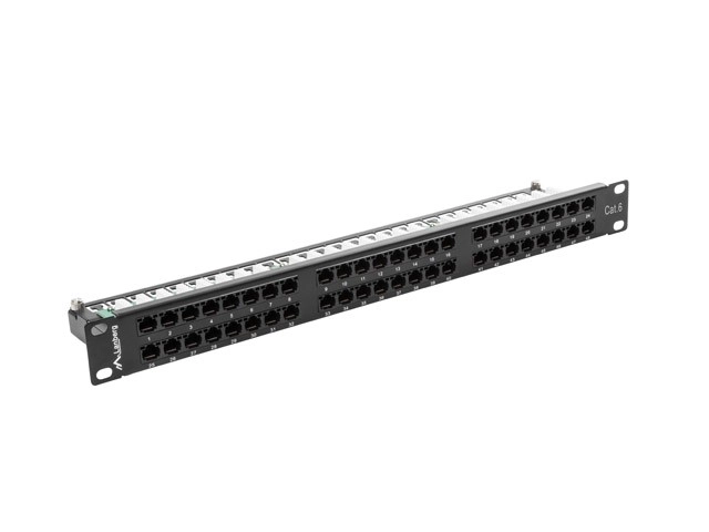 Patchpanel 48 porte 1U kat.6 sort
