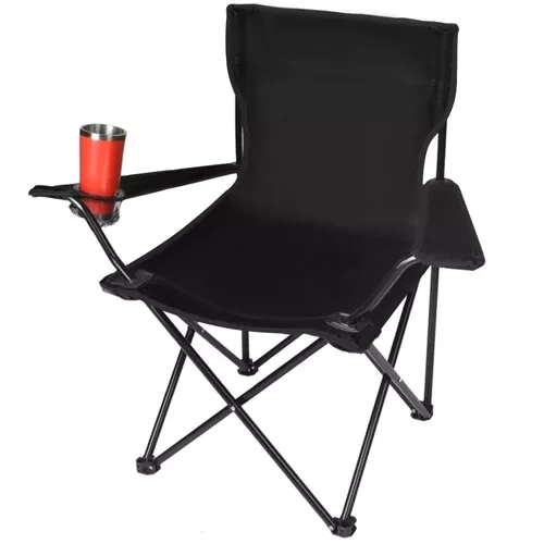 Fiskeri / camping sammenklappelig stol / lænestol - sort